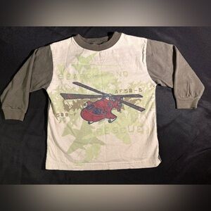 Healthtex Long Sleeve Rescue Helicopter Shirt - Cream and Brown Child Size 5